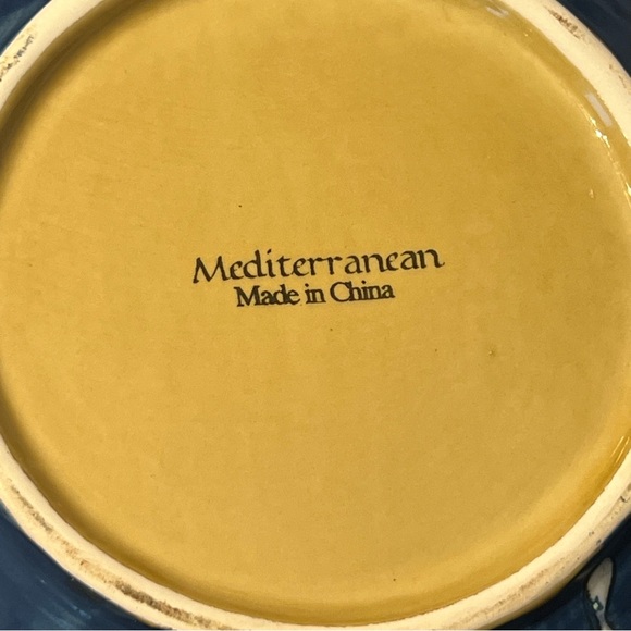 Maxcera Mediterranean Large Serving Bowl Fish Nautical Ruffle Edge Hand Painted - Picture 10 of 10